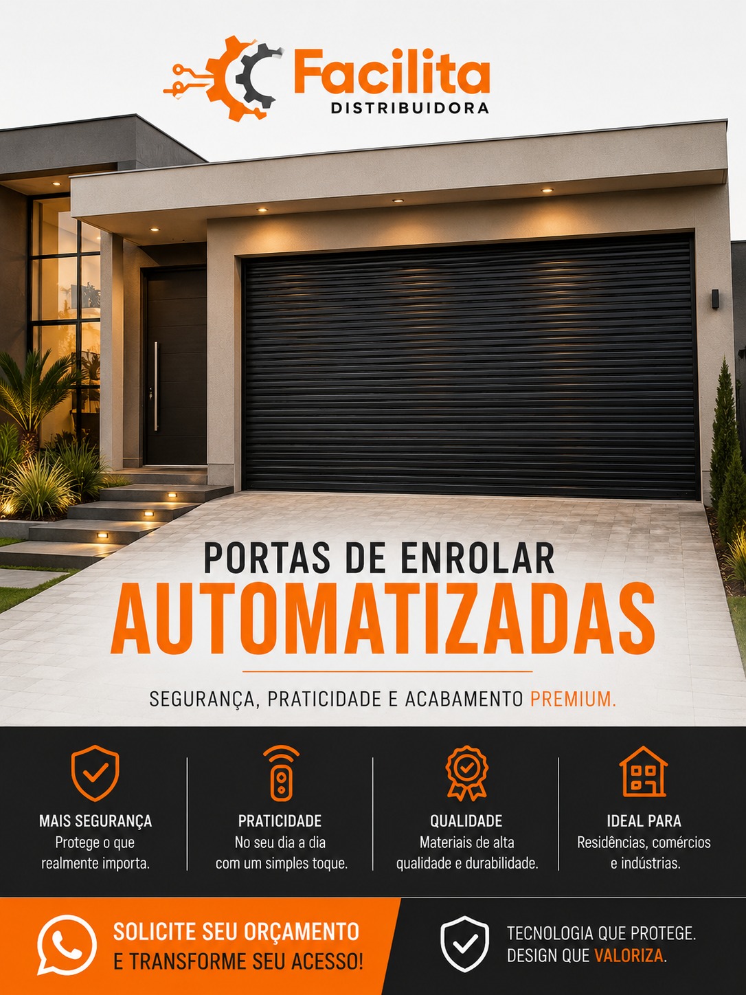 Porta automática de enrolar Facilita instalada em residência premium